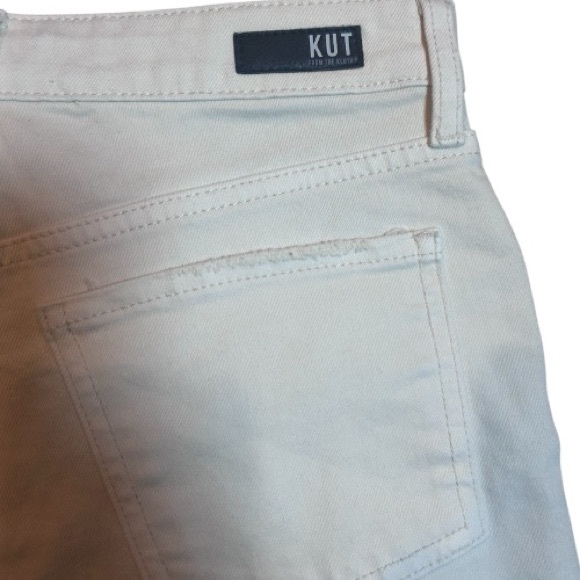 Kut From The Kloth Jane High Rise Short Size 0 Off White/Cream Ivory Distressed - Picture 6 of 11